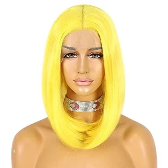 Bob Yellow Straight HD Lace Front Wigs